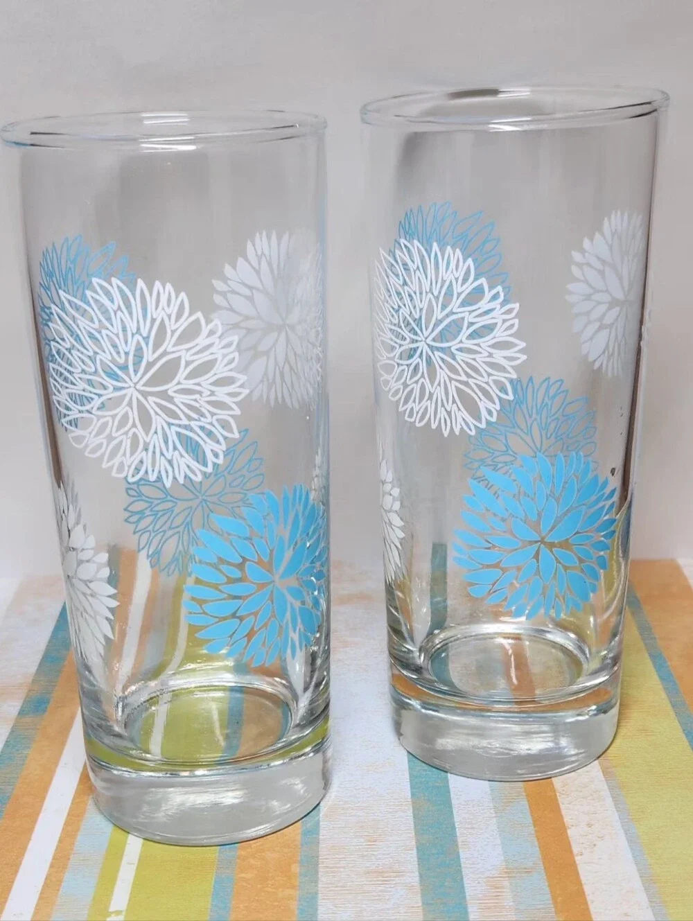 Vintage 1970's IKEA Atomic Sunburst Tom Collins Glasses Highball Tumblers